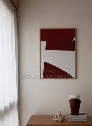 Modern Burgundy and Cream Abstract Wall Art
