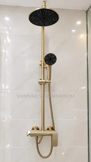 Luxury Golden Standing Shower Set With Rainfall