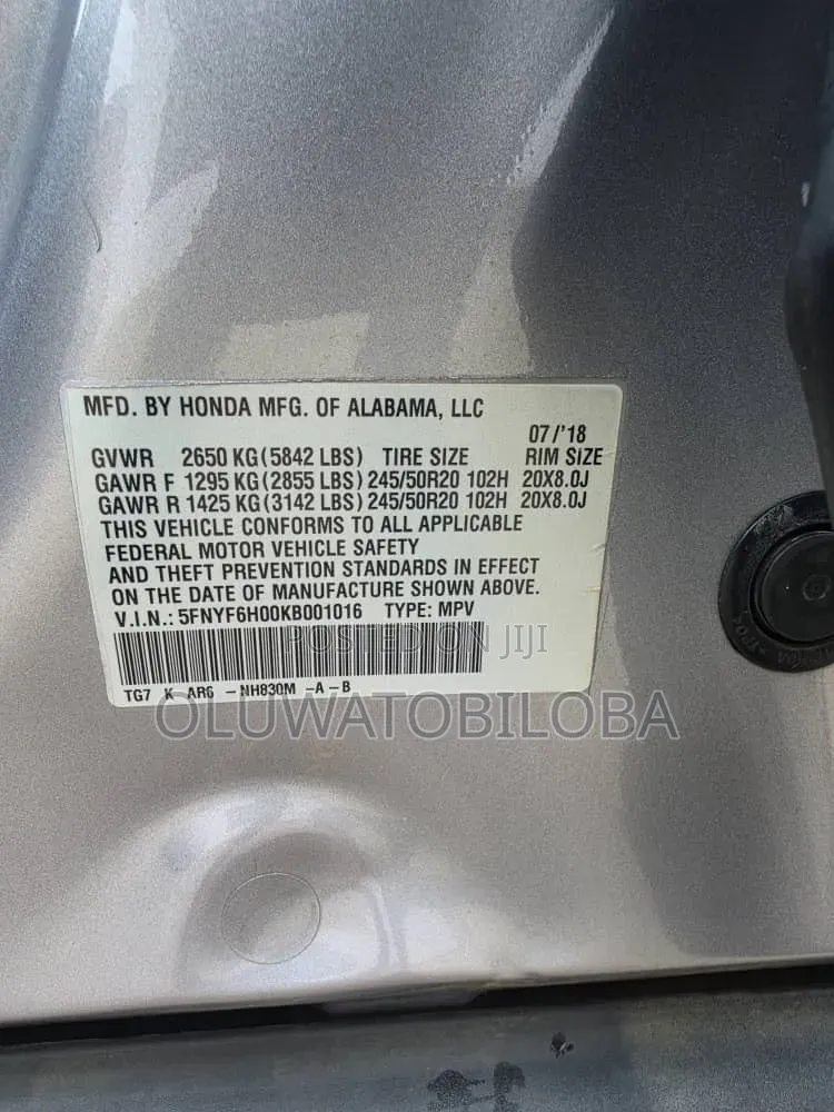 Honda Pilot Elite AWD 2019 Blue