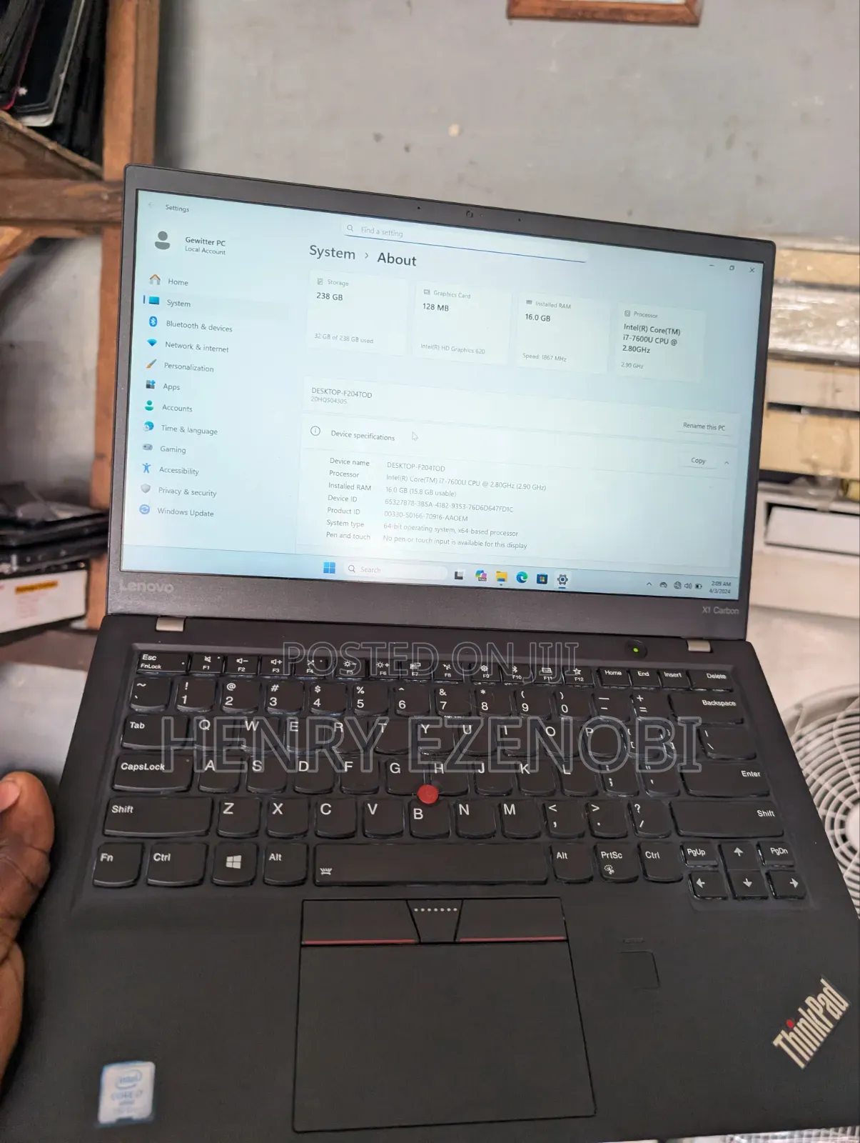 Laptop Lenovo ThinkPad X1 Carbon 16GB Intel Core i7 SSD 256GB