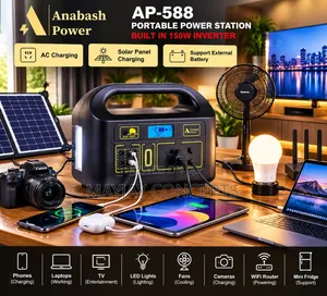 ANABASH 150W Solar Generator+Solar Panel for TV,Laptop,Fan