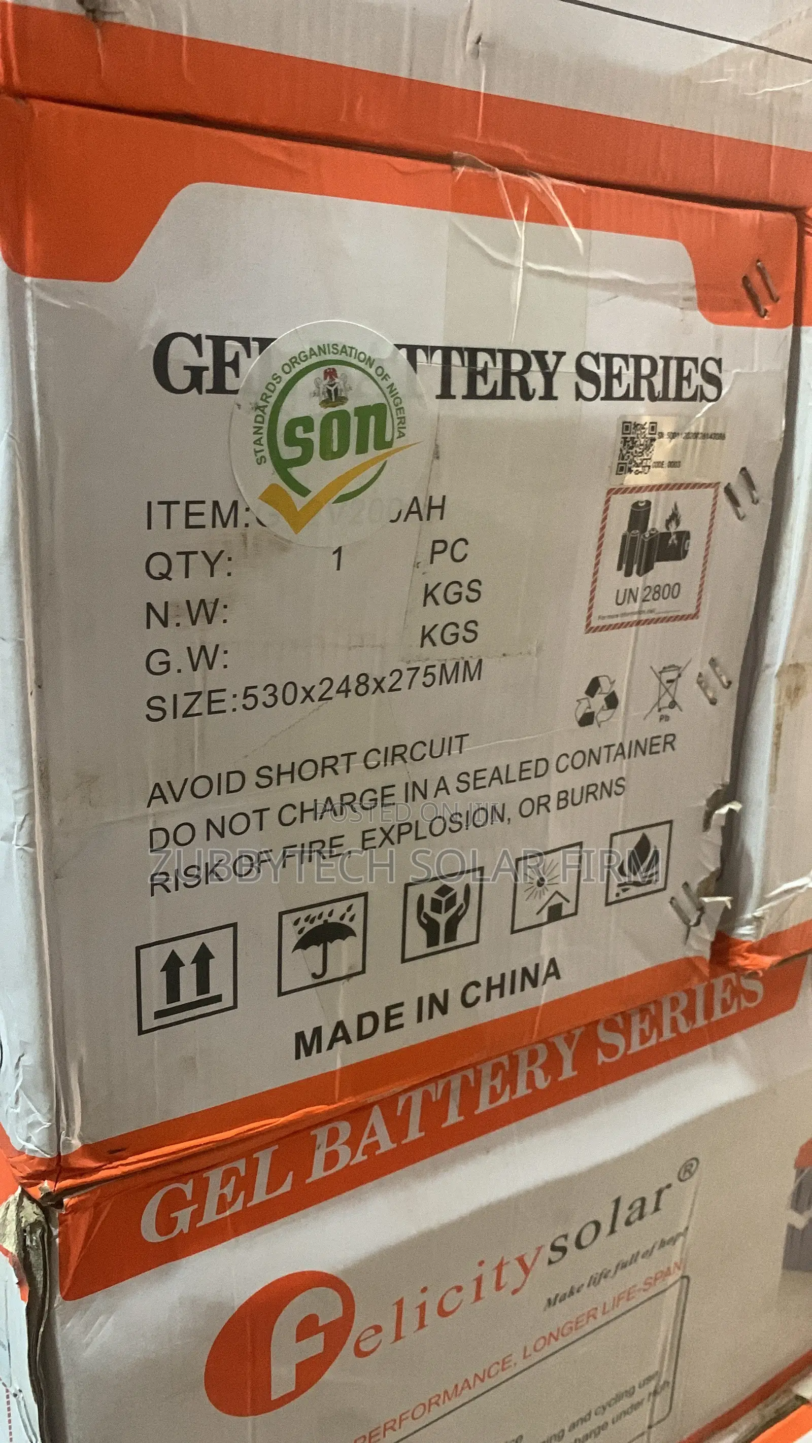Brand New Felicity 200ah Gel Battery