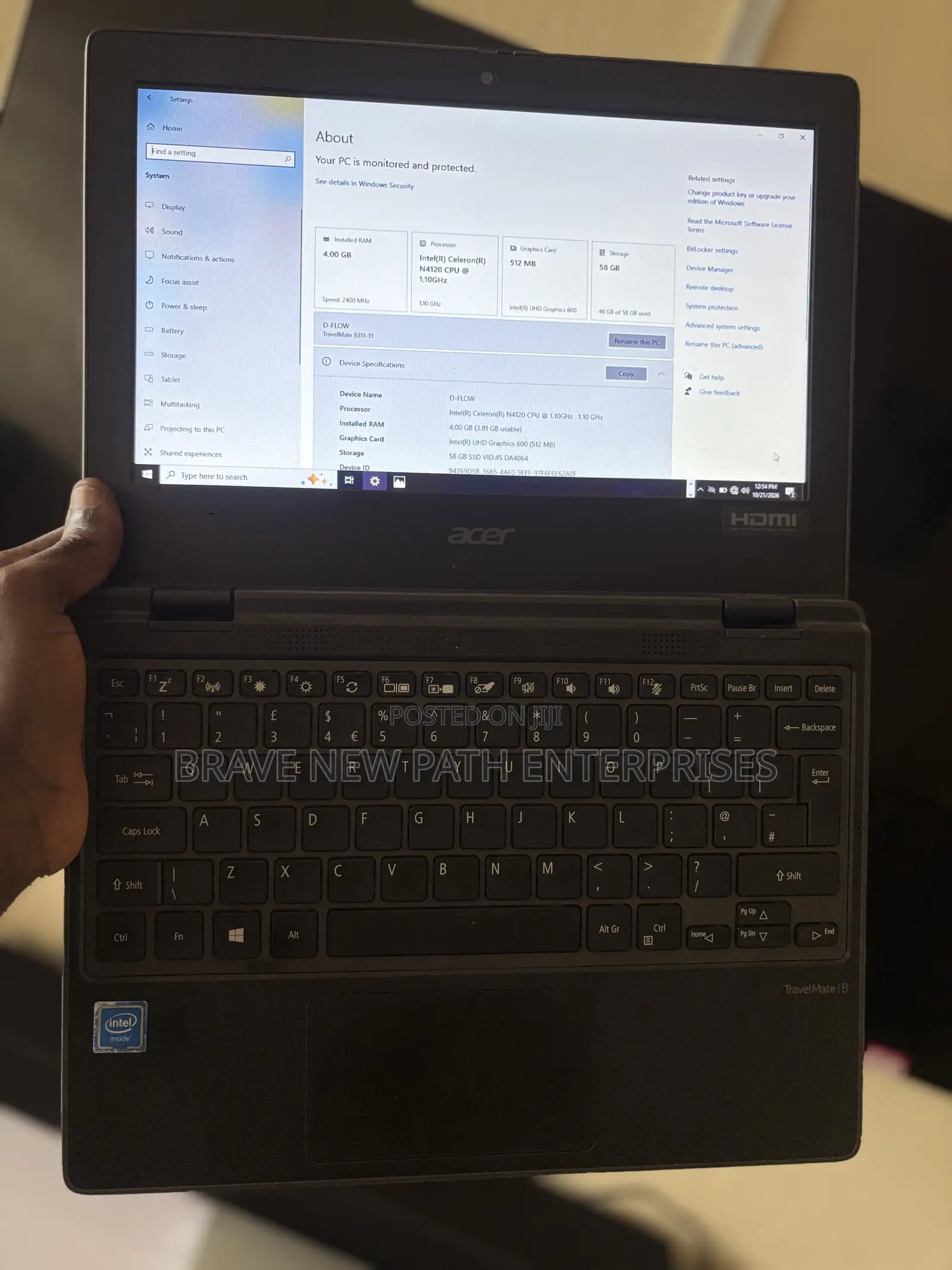 Laptop Acer TravelMate B3 Spin 4GB Intel Celeron SSD 60GB