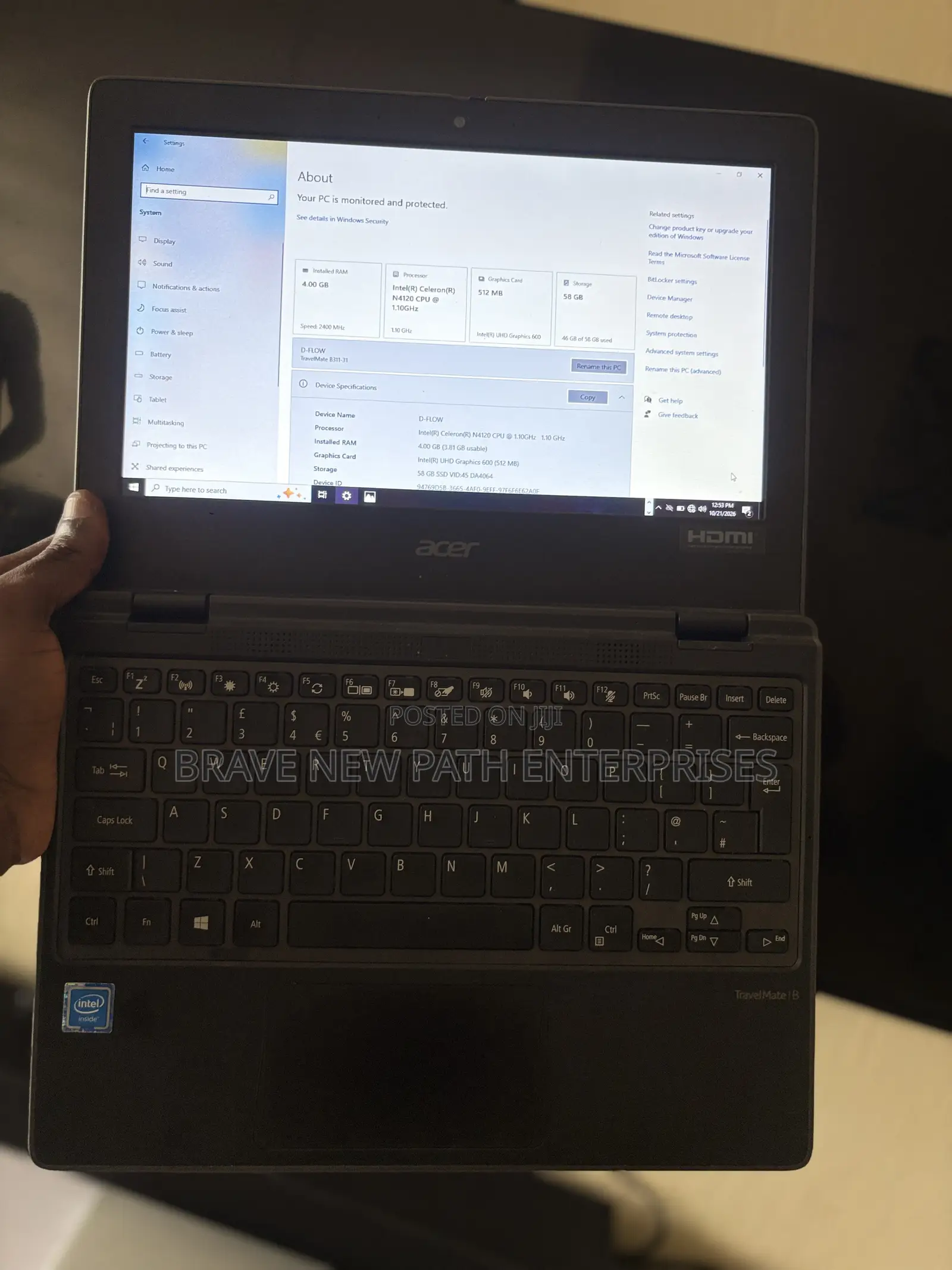 Laptop Acer TravelMate B3 Spin 4GB Intel Celeron SSD 60GB