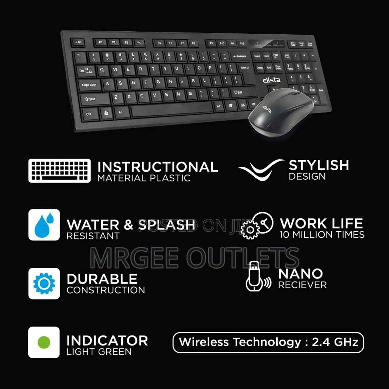 Elista KMC-752 Wireless Keyboard and Mouse Combo