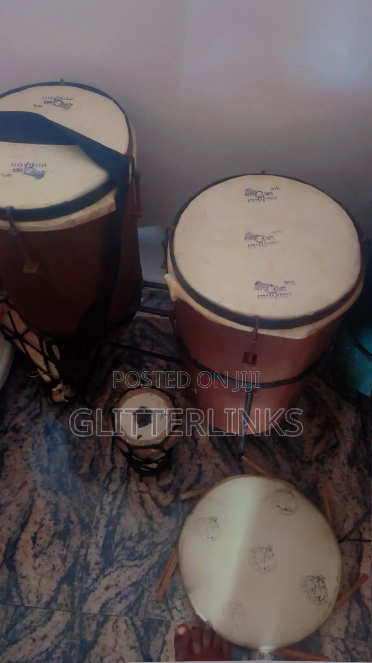 Traditional African Drum 6 Set/Conga,Akuba and Omele Bata