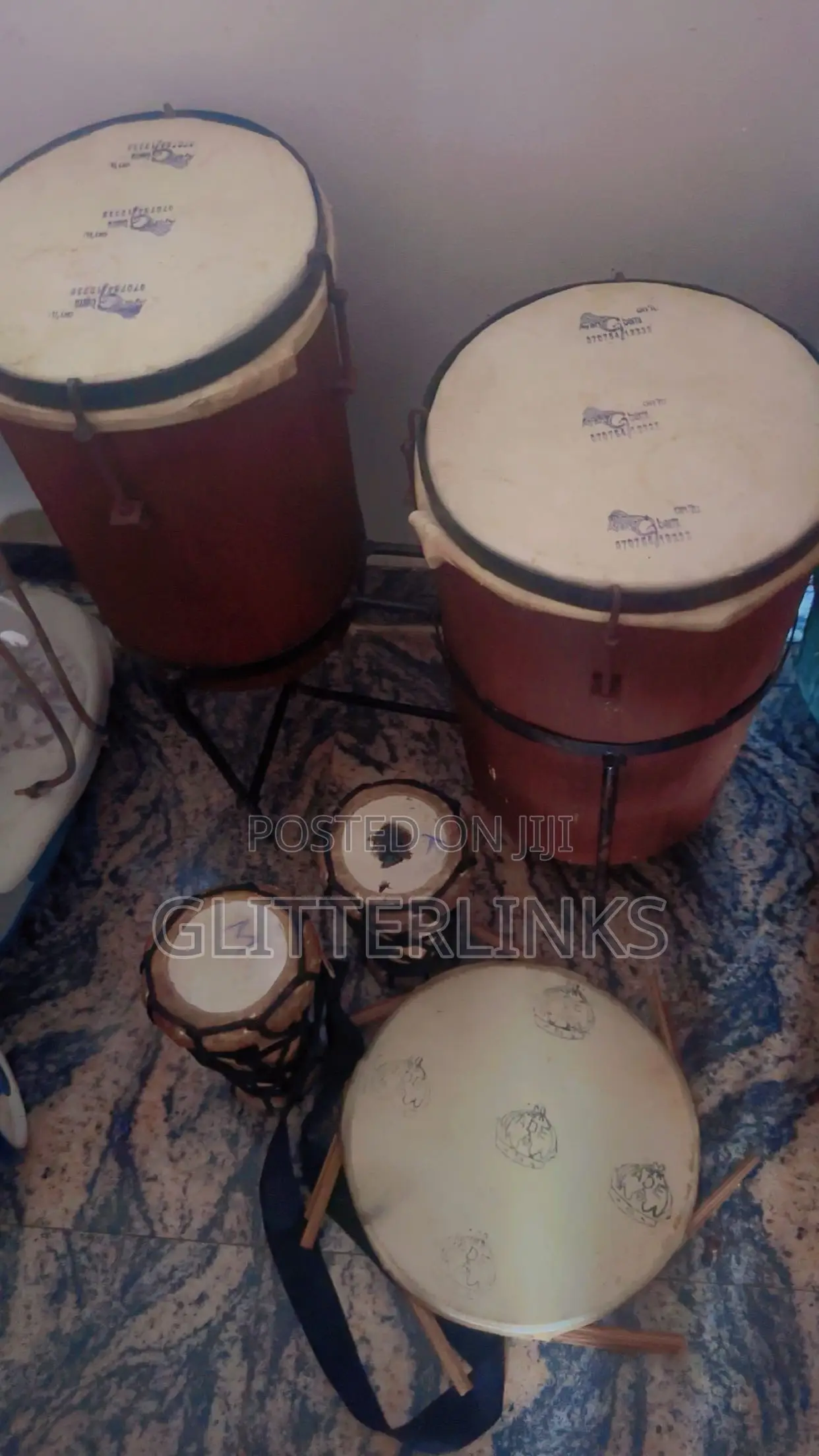 Traditional African Drum 6 Set/Conga,Akuba and Omele Bata
