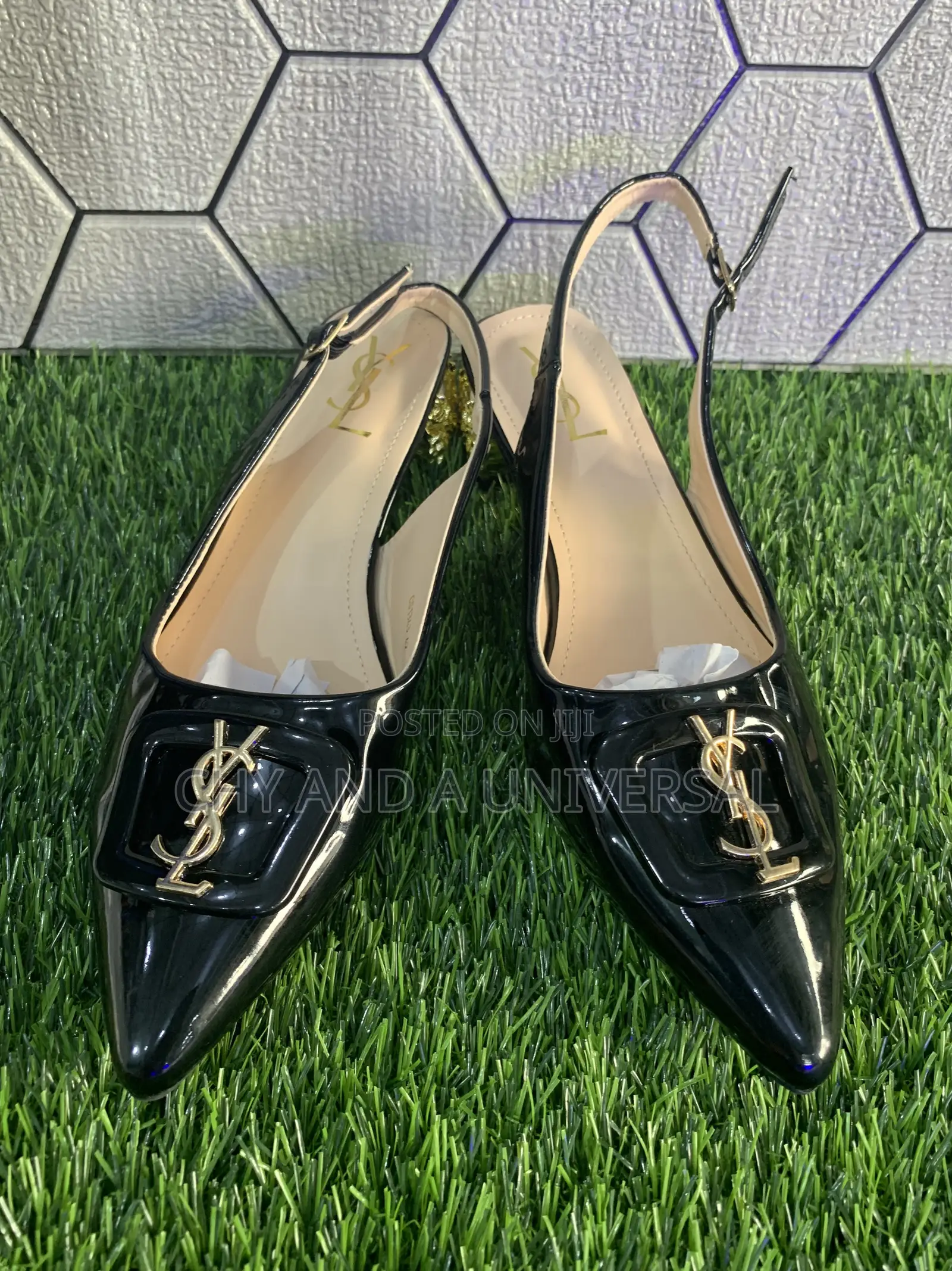 YSL Patent Slingbacks