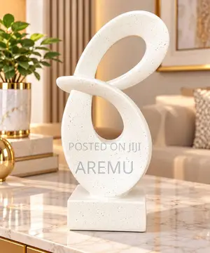White Abstract Loop Sculpture – Modern Tabletop Decorative Ornament