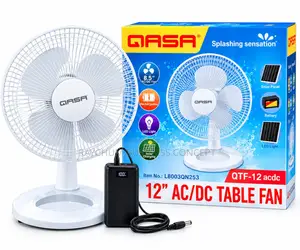 QASA 12-Inch AC/DC Table Fan + FREE Cord