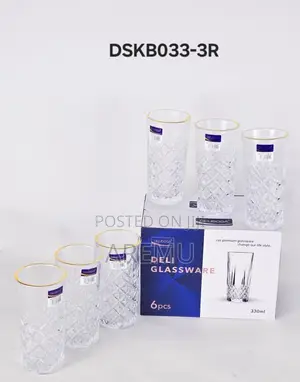 330ml 6pcs Crystal Water Glass With Gold Trimming