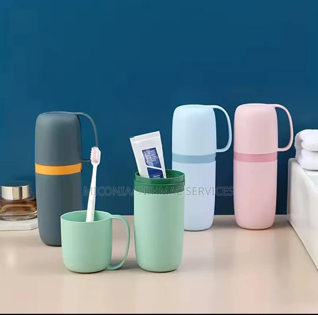 Toothbrush and Mouthwash Cup 2-in-1 Storage Case Set