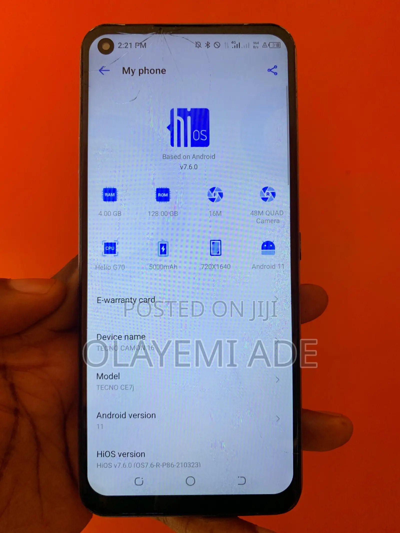 Tecno Camon 16 Pro 128 GB Blue