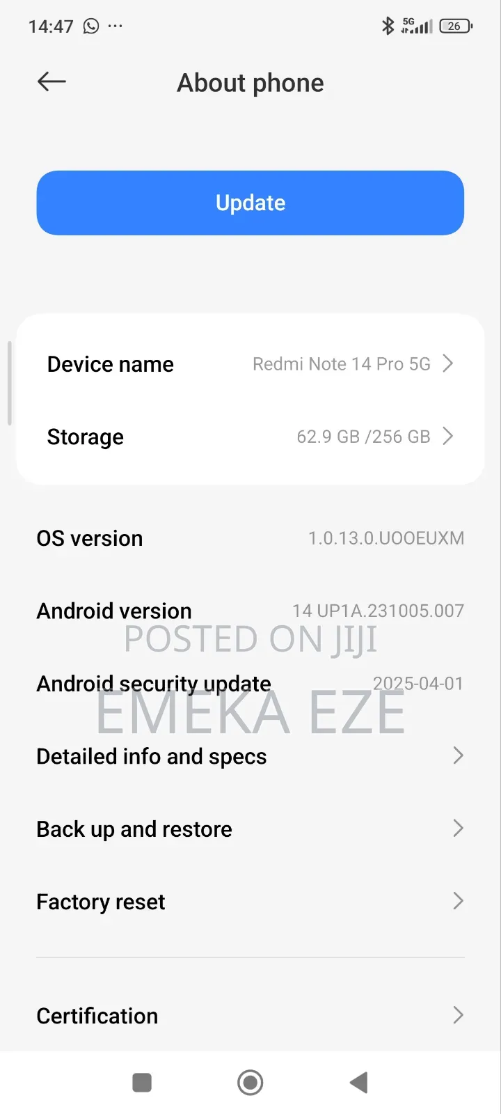 Xiaomi Redmi Note 14 Pro 5G 256 GB Black