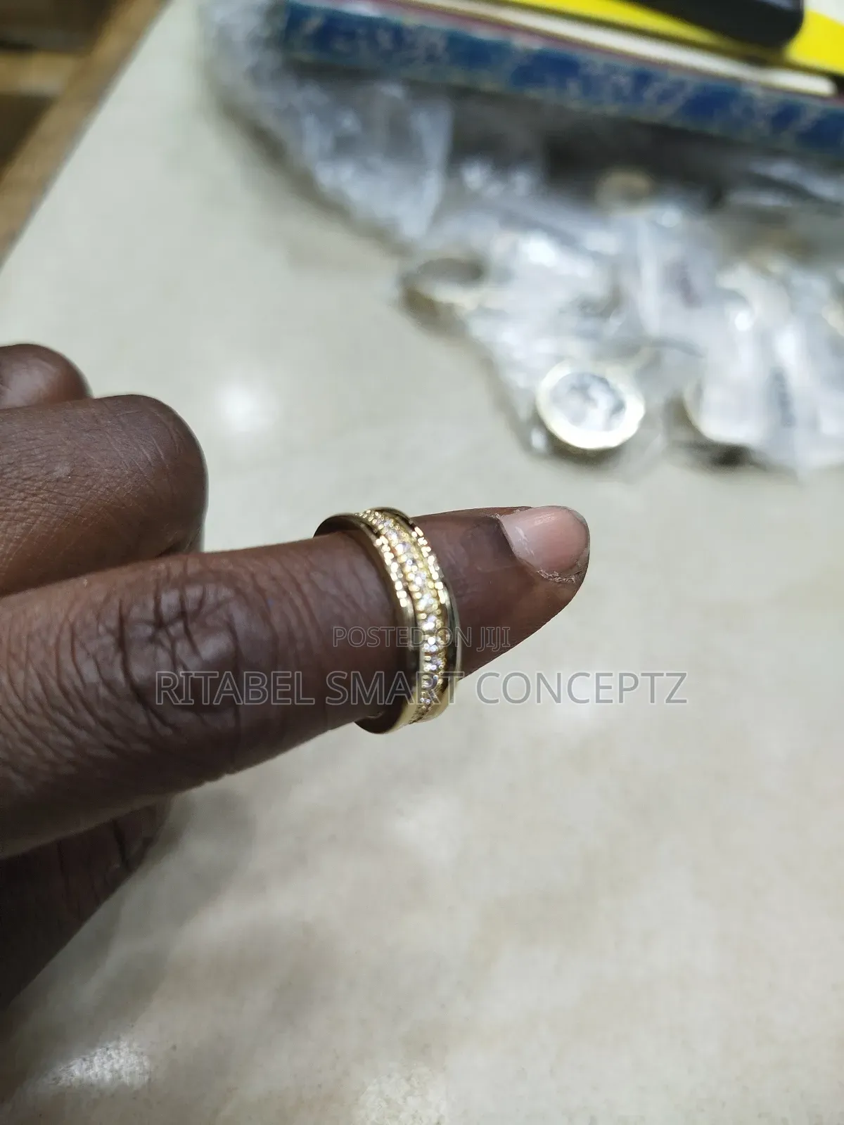 Unisex Gold Coloured Stainless Steel Ring