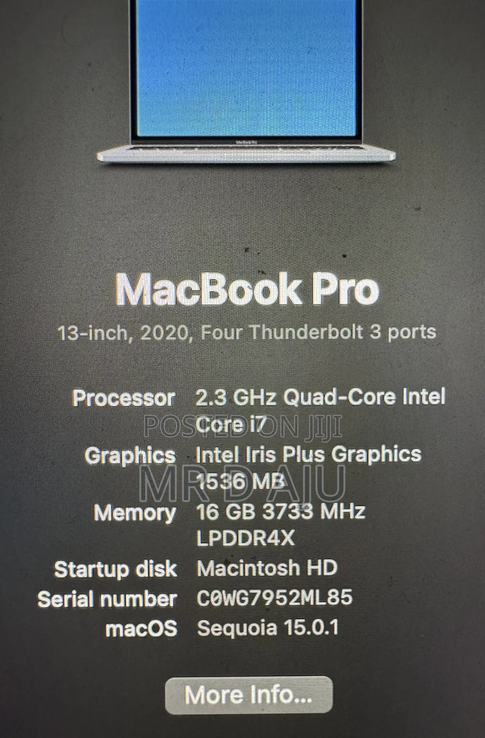 Laptop Apple MacBook Pro 2020 16GB Intel Core i7 SSD 500GB