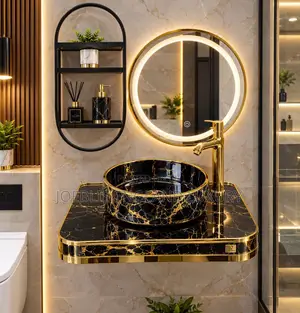 Basin Set Marble Gold