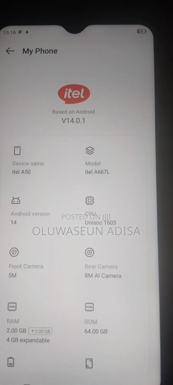 Itel A50 128 GB Black