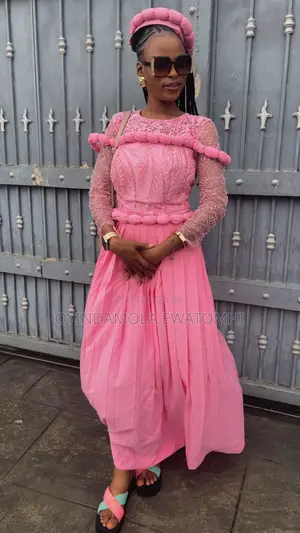 Made in Nigeria Luxury Pink Lace Dress Directly From Tailor-All Sizes