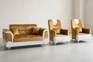 Royal Gold & White 7-Seater Sofa Set - Wadata Furnitures, Dala