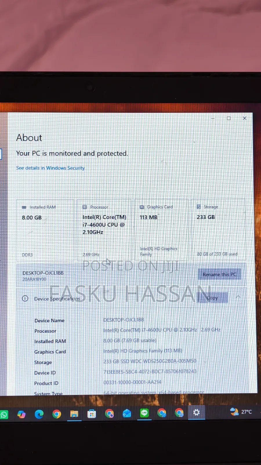 Laptop Lenovo ThinkPad T450 8GB Intel Core i7 SSD 256GB
