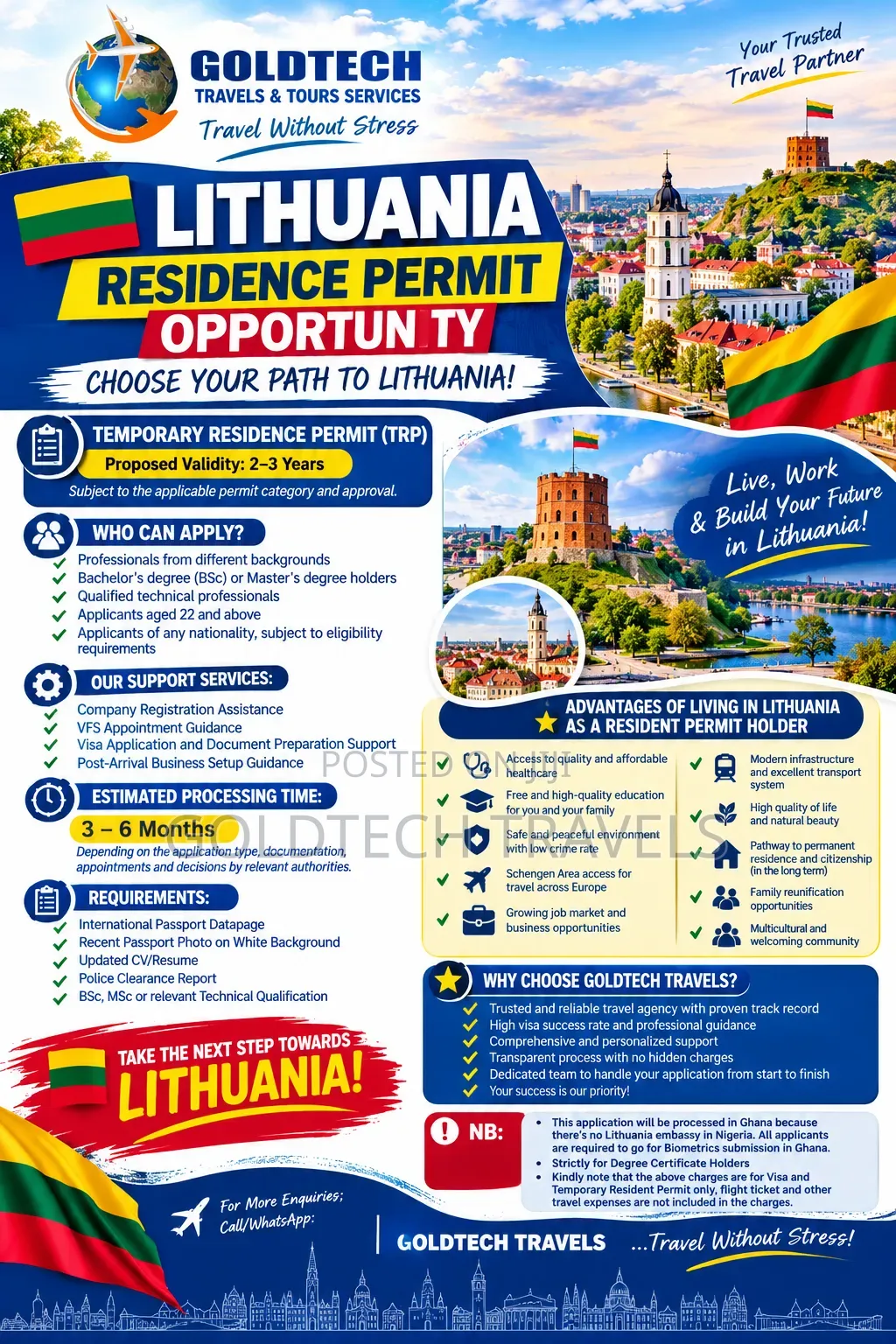 Lithuania Temporary Resident Permit Visa Package Available
