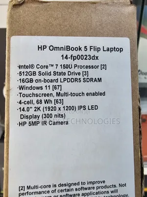 New Laptop HP OmniBook 5 Flip 16GB Intel Core 7 SSD 512GB