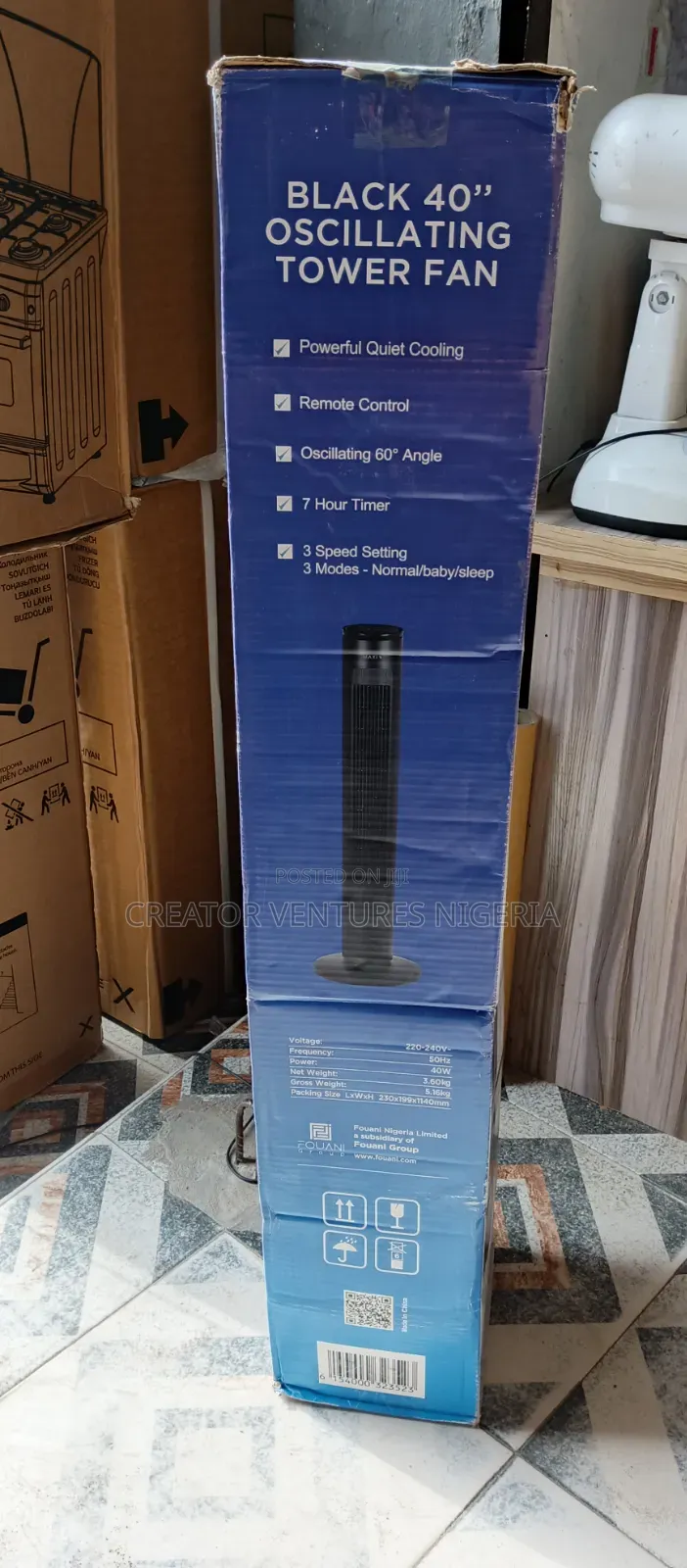 Tower Fan Maxi Oscillating 40,with Remote,3 Speed,7 Hours Timer