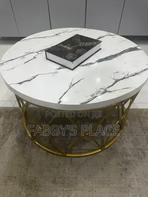 Marble-Effect Coffee Table With Gold Metal Base