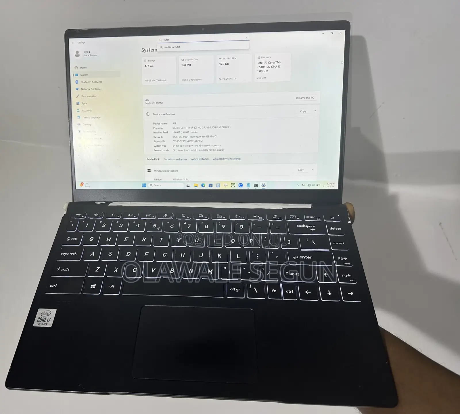 Laptop MSI Modern 14 16GB Intel Core 7 SSD 512GB
