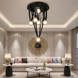 Black Modern Luxury Chandelier for Living Room, Stair Case