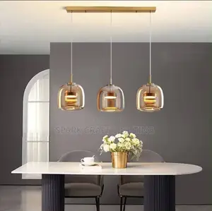 Modern Gold Glass Pendant Chandelier