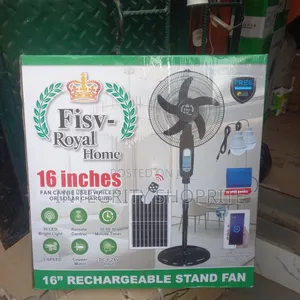 Fisv-Royal Home 16" Rechargeable Solar Stand Fan Is an AC/DC