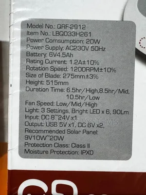 Qasa 12-Inch Rechargeable Table Fan