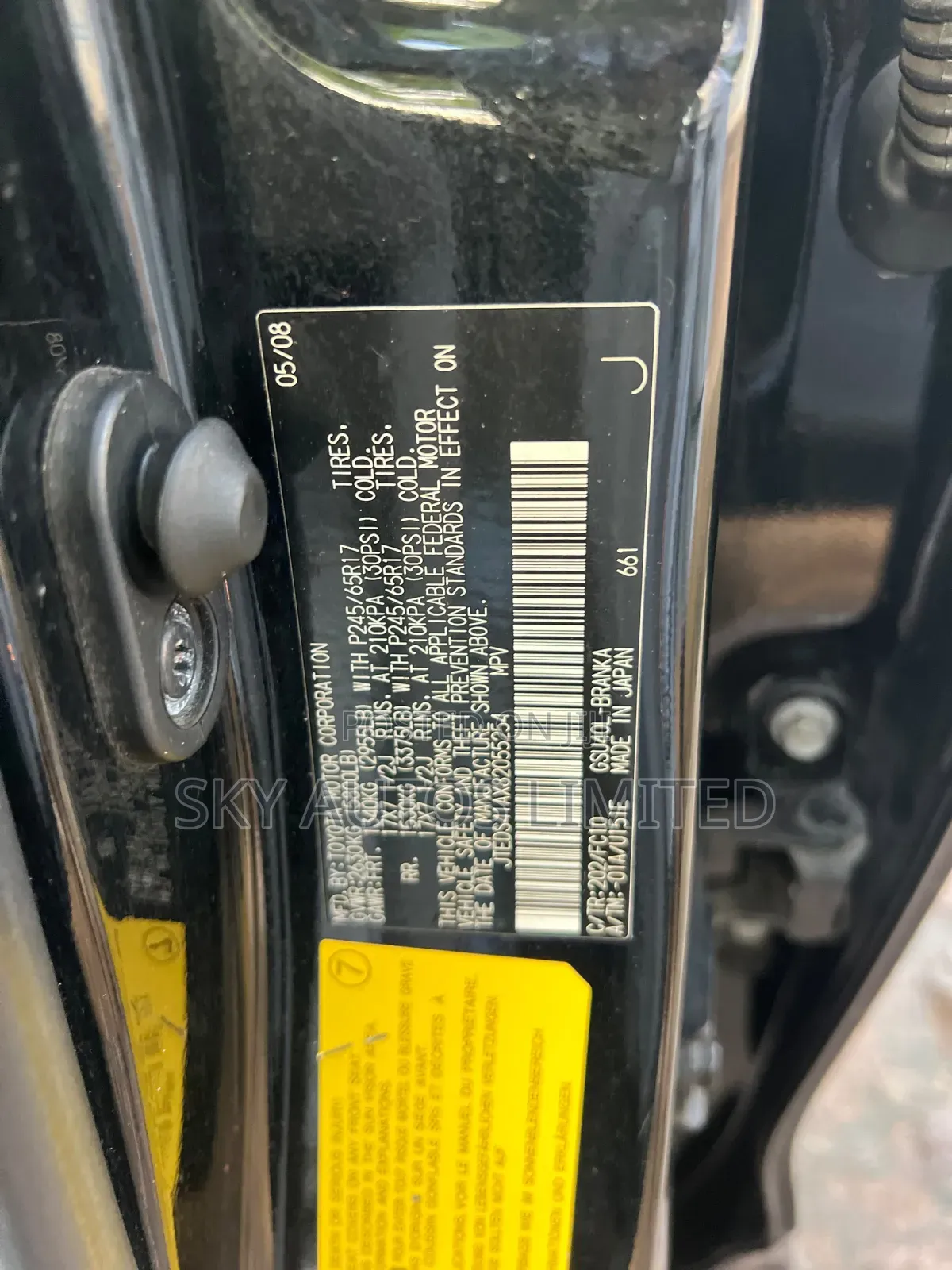 Toyota Highlander 4x4 2008 Black