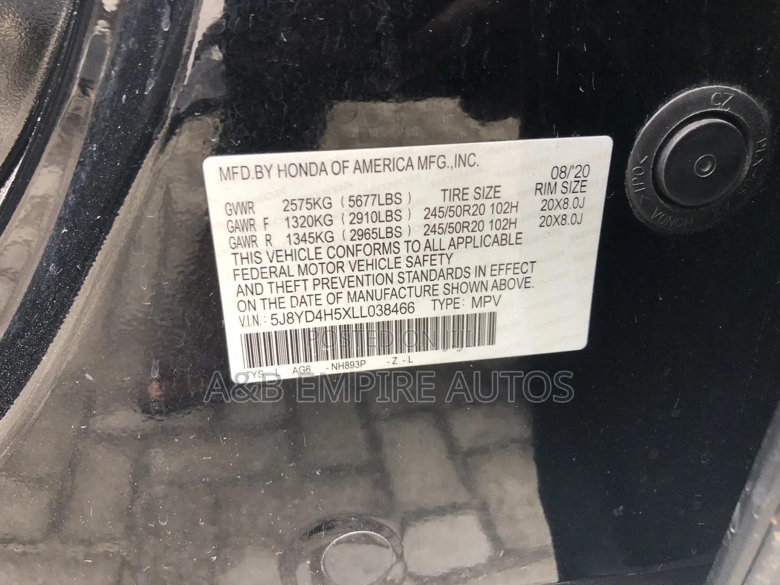 Acura MDX 2020 Black