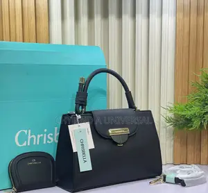 Chrisbella Structured Black Flap Handbag