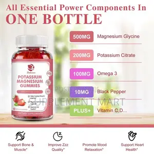 Potassium Magnesium Gummies With Vitamin C, D, K2, B6, Calcium, Zinc