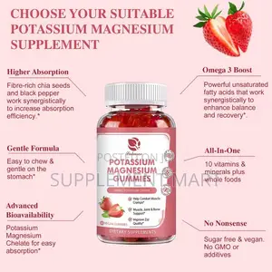 Potassium Magnesium Gummies With Vitamin C, D, K2, B6, Calcium, Zinc