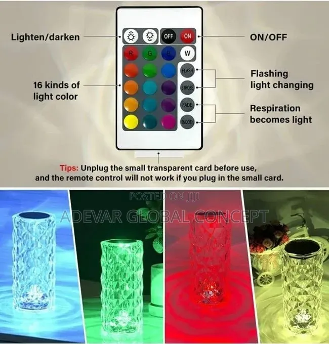 Rose Diamond Table Lamp Rechargeable Touch-Pad