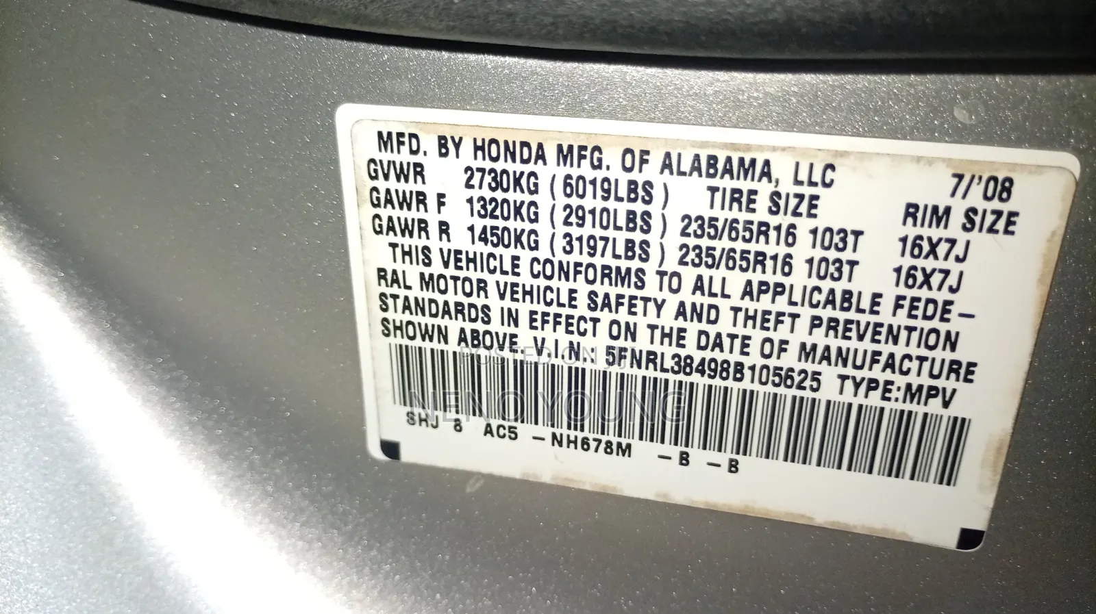 Honda Odyssey 2009 Gray