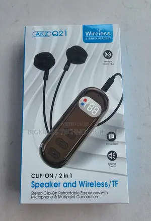 AKZ Q21 Clip-on Wireless Stereo Headset and 2-in-1 Speaker