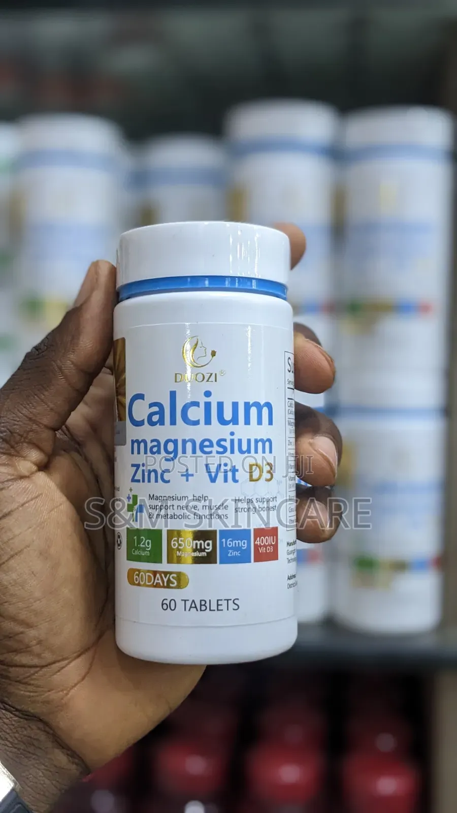 DUOZI Calcium Magnesium Zinc + Vitamin D3 – 60 Tablets