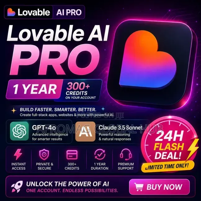 Lovable AI Pro – 1 Year | 304+ Credits on Your Account