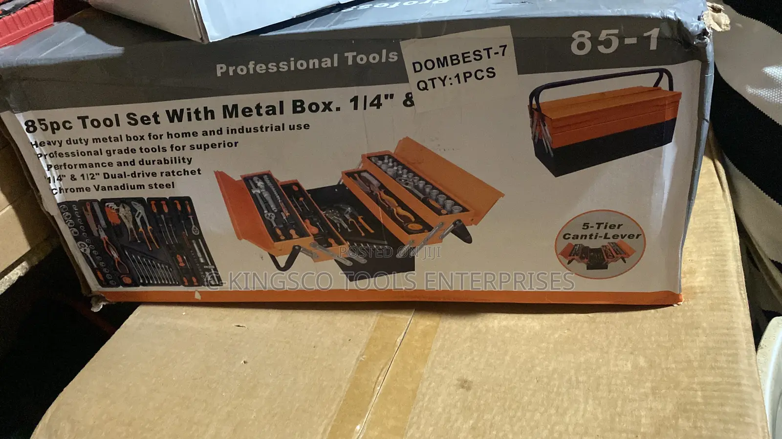 85-Piece Tool Set With a 5-Tier Cantilever Metal Box