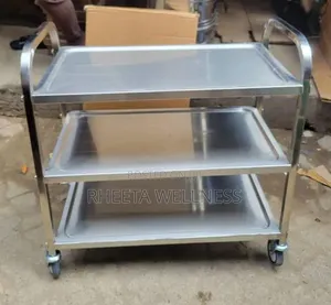 3-Tier Stainless Steel Medical Trolley / Service Cart.