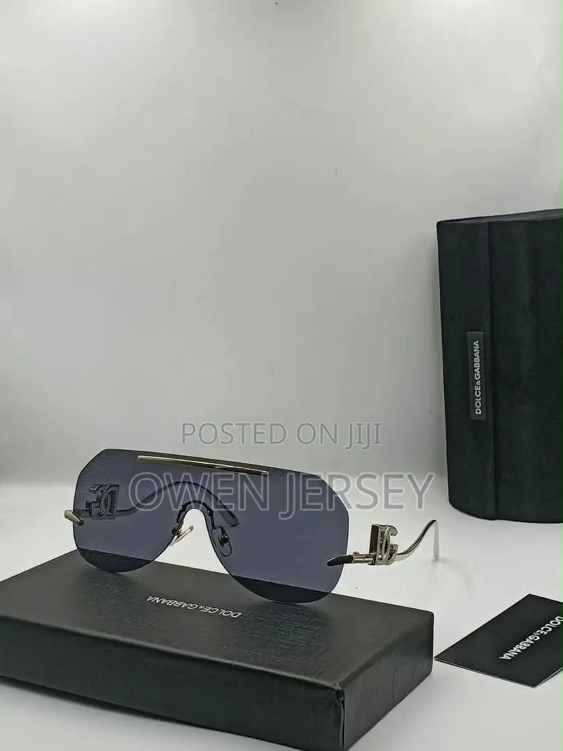 Dolce & Gabbana Luxury Gold Rimless Shield Sunglasses.