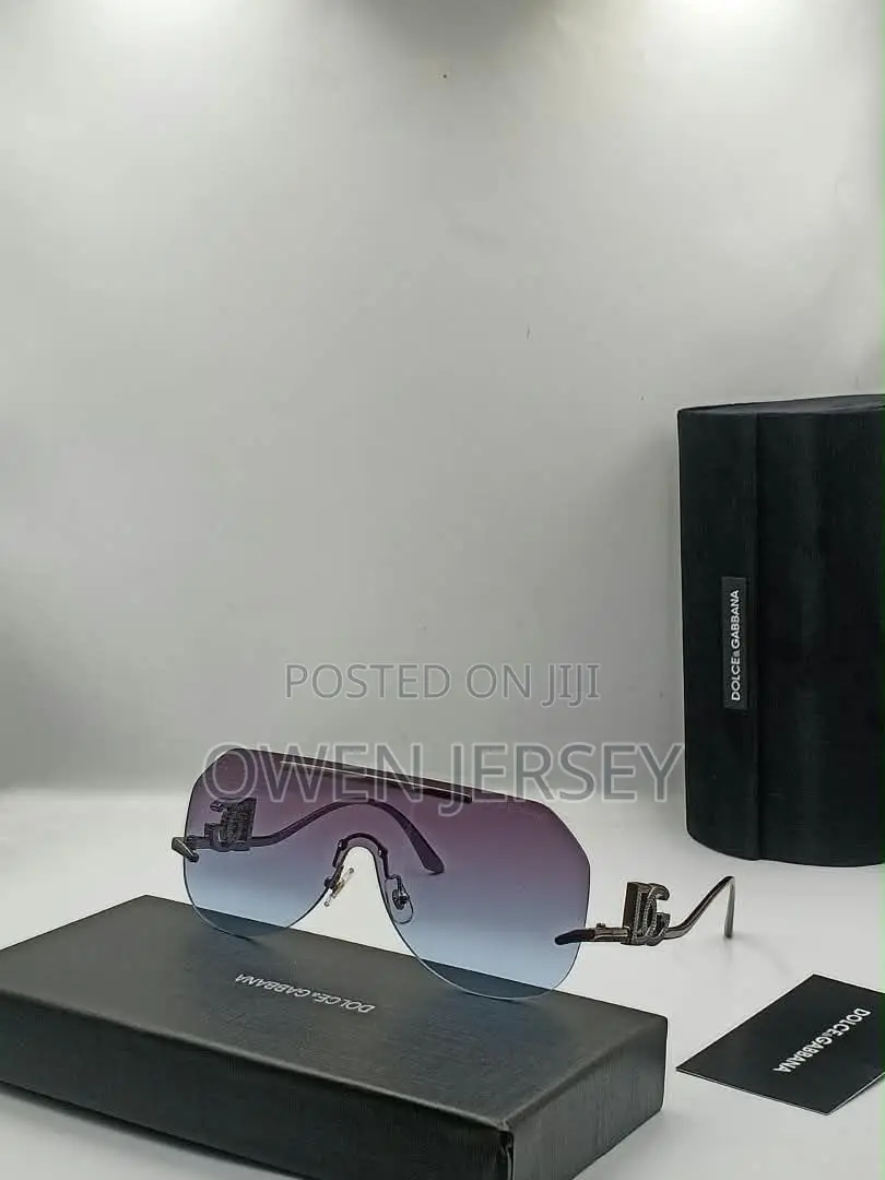Dolce & Gabbana Luxury Gold Rimless Shield Sunglasses.