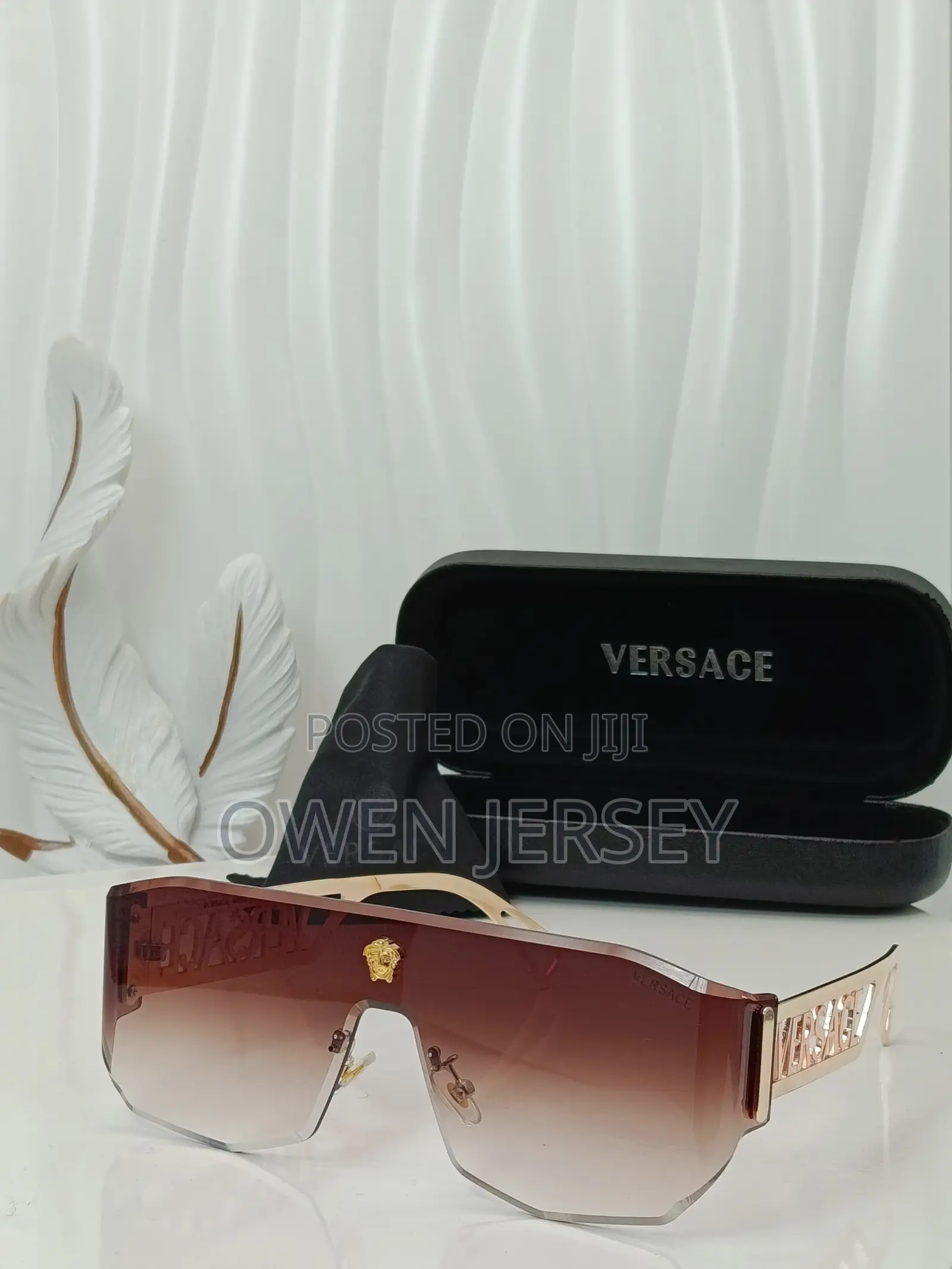Versace Shield Designer Sunglasses – Grey Lens.