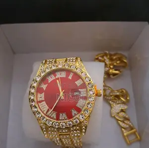 Gold-Tone Rhinestone Watch & Bracelet Set! 